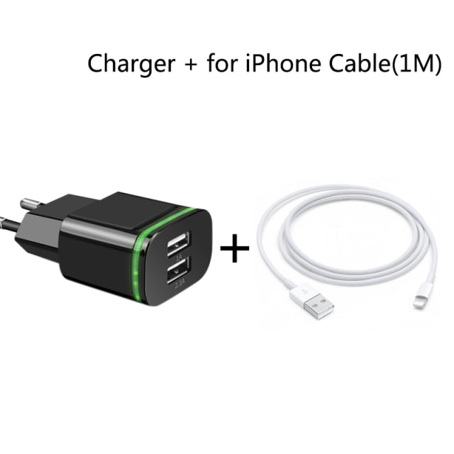 5V 2 Ports LED Light USB Charger