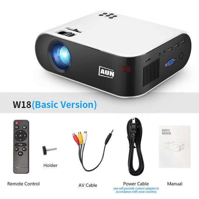 AUN Mini FUll HD Projector (Optional Android 6.0 wifi W18D)