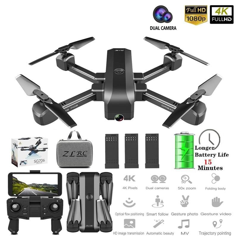 SG706 RC Drone 4K HD Dual Camera WIFI FPV Foldable Drone