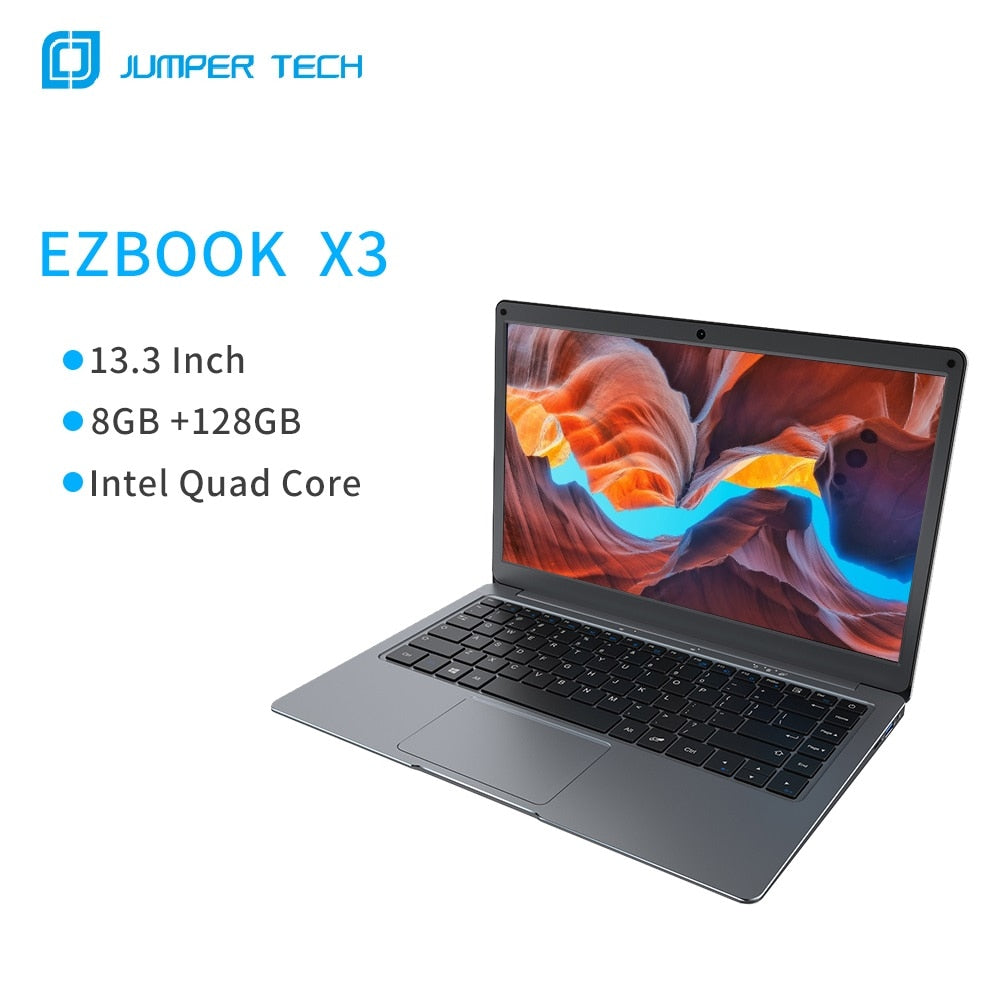 Jumper EZbook X3 Notebook 8GB 128GB 13.3 inch 1920*1080 IPS Screen Intel Celeron Quad Core Ultra Slim Win10  laptop 2.4G/5G WiFi